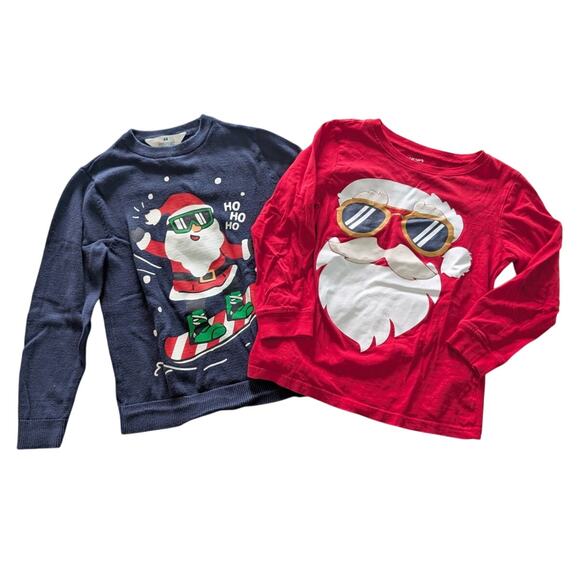 Boys Christmas Santa Long Sleeve Sweater and Long Sleeve size S 6/7 - Picture 1 of 4